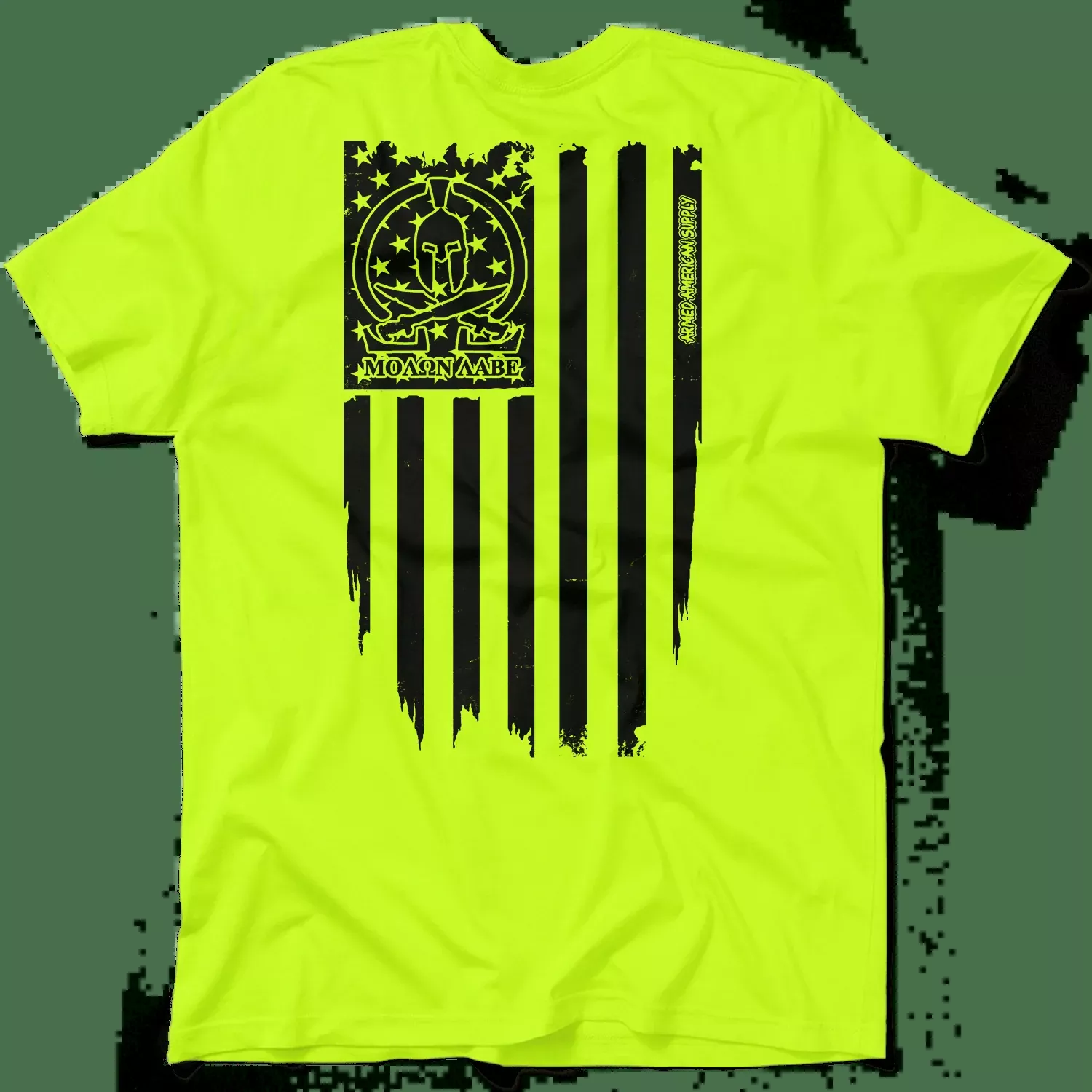 Molon Labe Ghost Flag – Safety Yellow T-Shirt