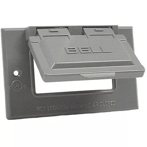 Outdoor Cover Plate- 1 Gang- Horizontal- Deco/GFIC- Gray