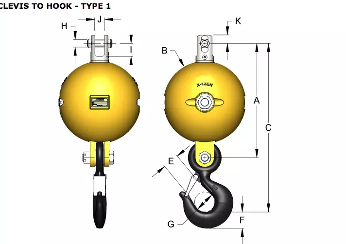Overhaul Ball Assembly - Celvis to Hook - Model HB7-1N - 5 Ton - Miller Lifting Products
