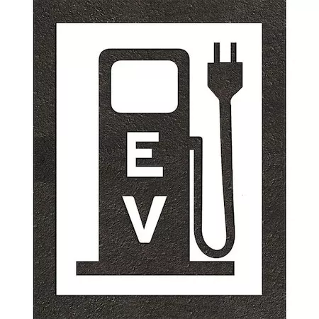 Pavement Stencil, Combination Set, Electric Car Logo, 48 in Character Height, Not Applicable Font