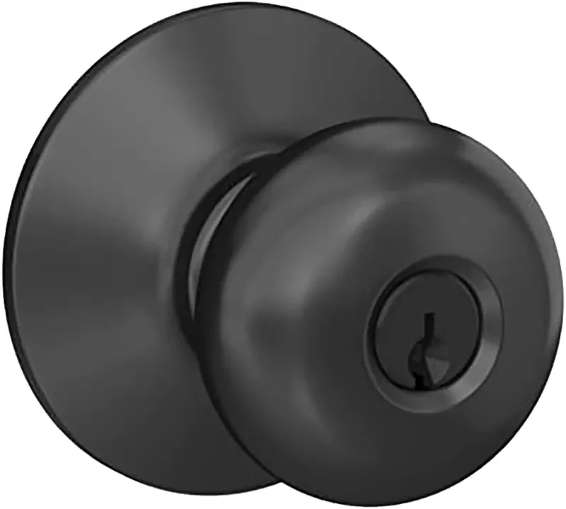 Plymouth Knob Keyed Entry Lock, Matte Black