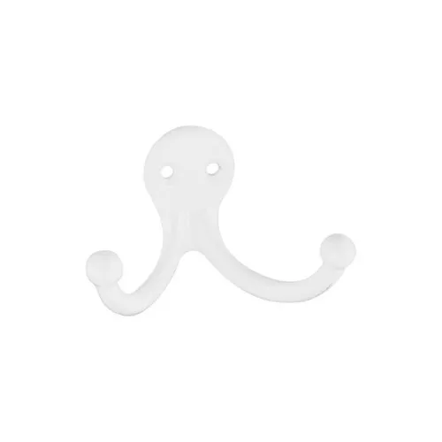 Robe Hook- Double Hook- White- 2 Pack