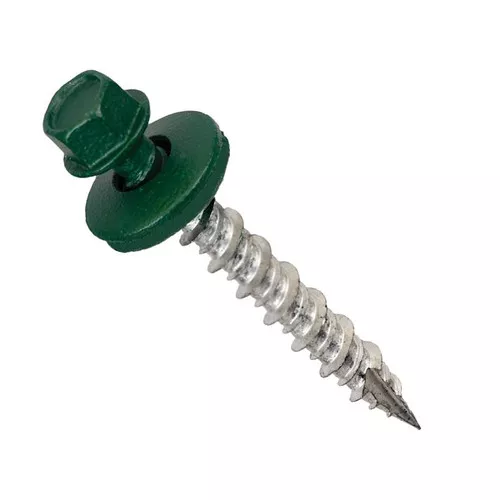 Roofing & Siding Screw- # 9 x 1-1/2""- Green- Metal-Wood- 250 Pack
