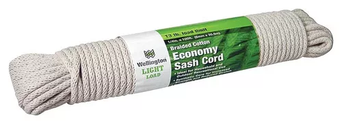 Rope- Sash Cord- # 8 (1/4") X 100'- Solid Braided Cotton