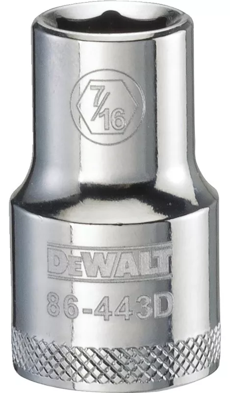 Sae Socket, Shallow, 6-point, 7/16 In., 1/2 In. Drive