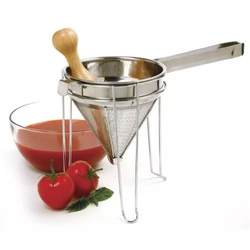 Stainless Steel Chinois With Stand And Pestle Set - 3 Piece Kitchen Tool