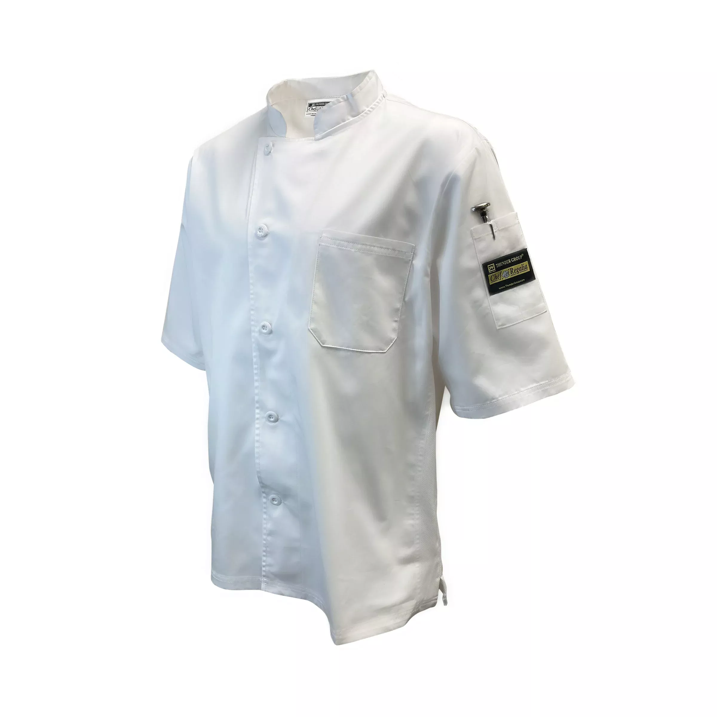 Thunder Group CJ710WHL Large Ventilated Short Sleeve Chef Shirt White PolyCotton