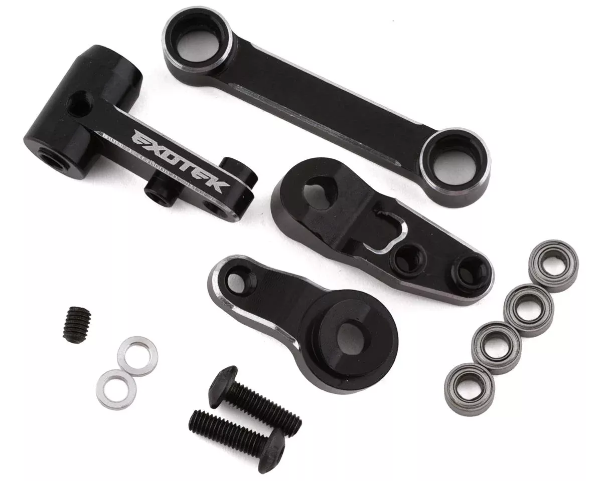 TLR 22S Drag HD Aluminum Steering Set Silver/Black (EXO2030)