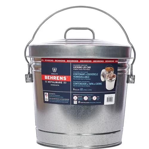 Trash Can-6 Gallon- Galvanized With Lid