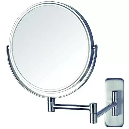 Wall Makeup Mirror, 11 in W, 13 in H, Chrome, Wall