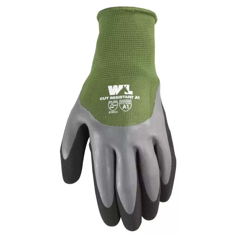 Wells Lamont Men's Latex Coated Grip Gloves Gray/green Medium 1 Pair