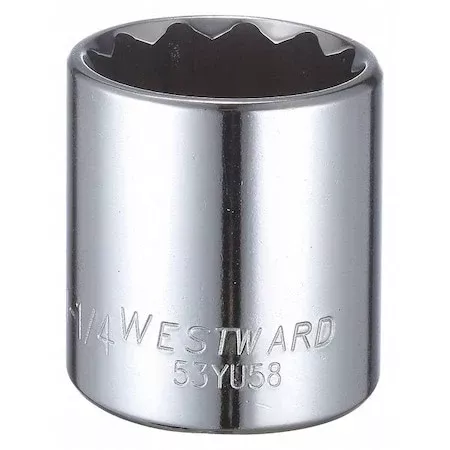 WESTWARD 1/2 in Drive, 1-1/4″ Triple Square SAE, Socket, 12 Points,Steel, Chrome, 1 1/4 in