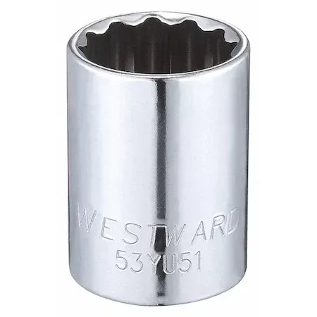 WESTWARD 1/2 in Drive, 13/16″ Triple Square SAE Socket, 12 Points,Steel, Chrome, 13/16 in