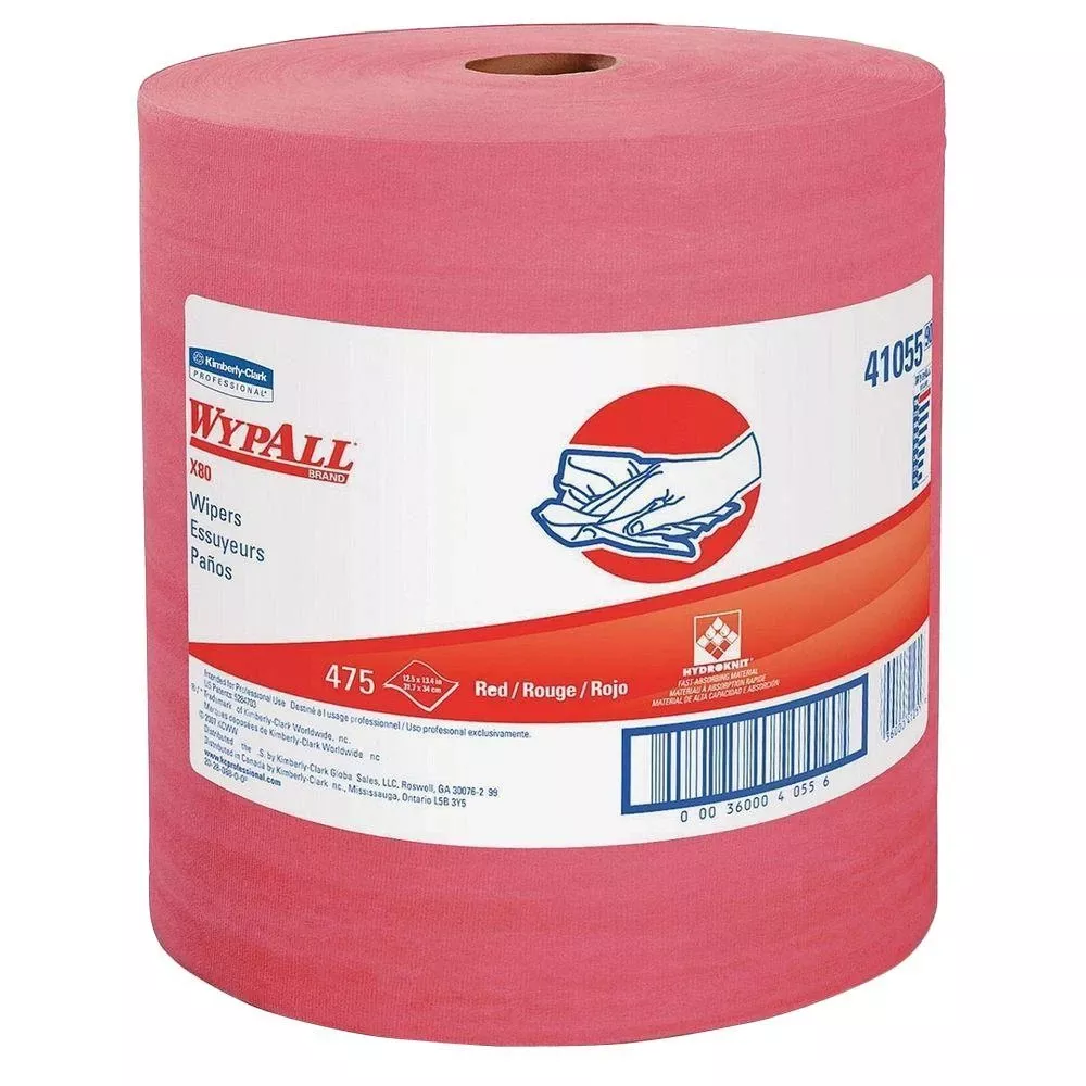 X80 Red Perforated Wipers, 12.5" X 13.4", 475 Wipers Per Roll
