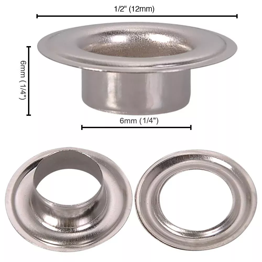 Yescom 1/4″ 3/8″ 1/2″ #0 #2 #4 Grommet & Washer Brass/ Nickel