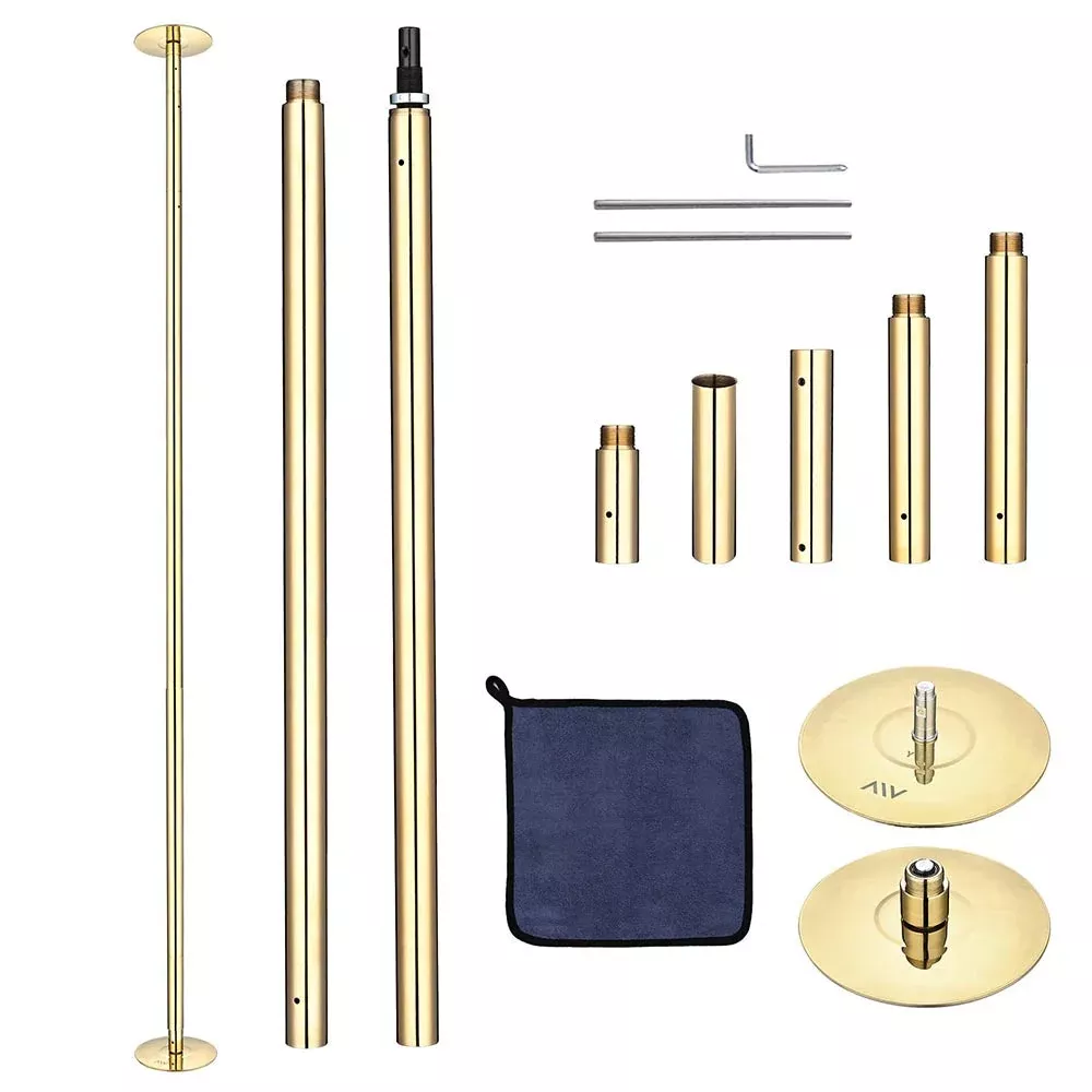 Yescom 10FT Golden Portable Spinning Dance Pole D45mm