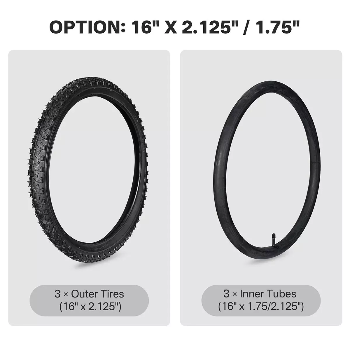Yescom 16″-24″ Opt. Bicycle Tires & Tubes 3-Pack for Trike & Unicycle