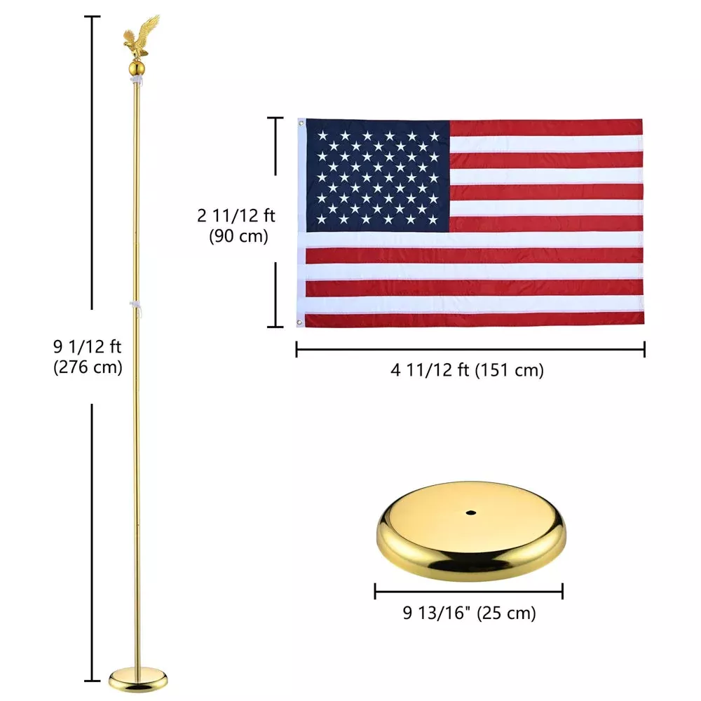 Yescom 8′ Indoor Flagpoles with Stand US Flag 2-Pack