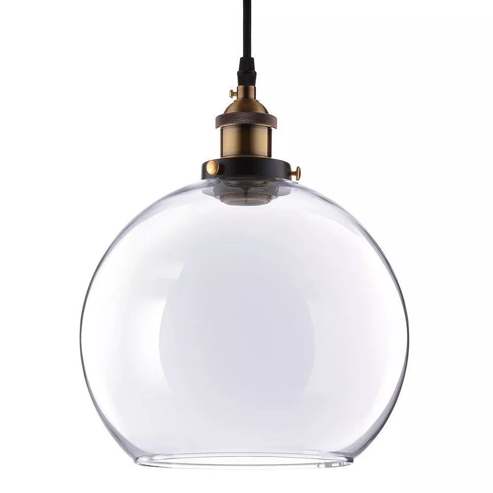 Yescom Pendant Light Glass Globe Shade 9 4/5 in Vintage Classic Clear