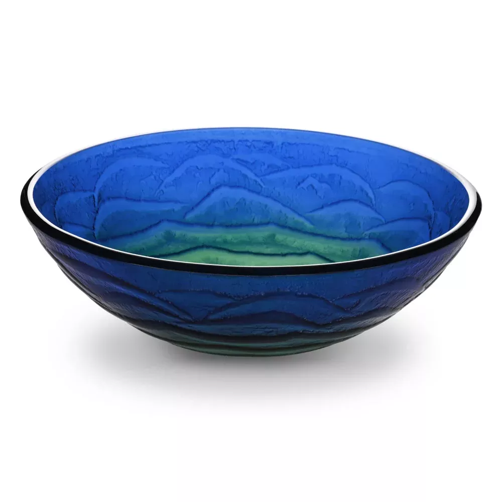 Yescom Round Tempered Glass Bathroom Vanity Sink Blue Green 17″
