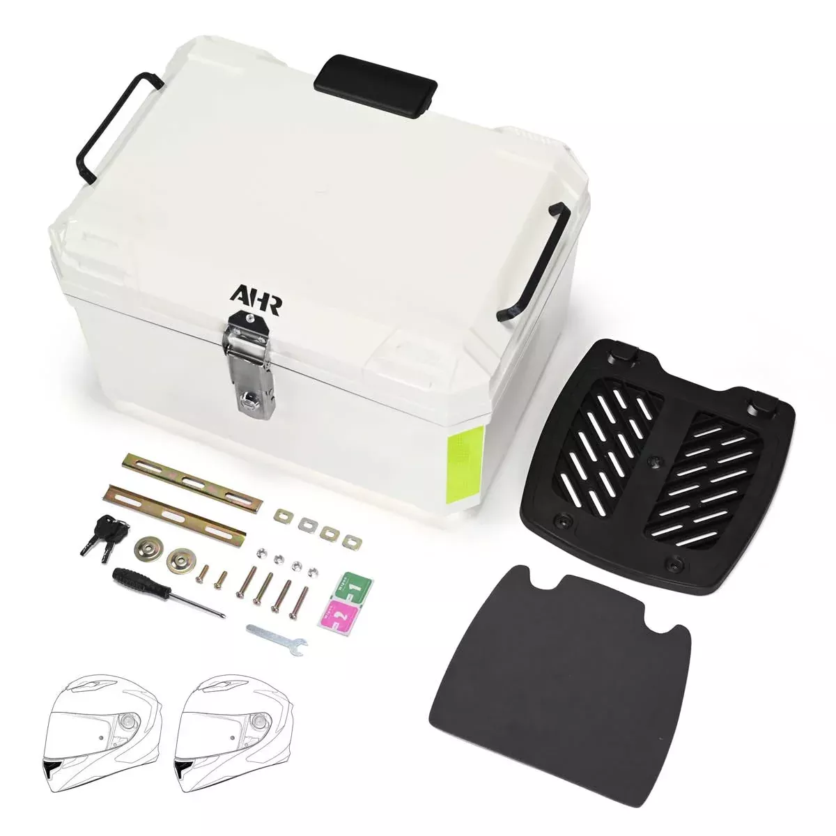 Yescom White Motorcycle Trunk Box with Backrest Scooter Tour Pack