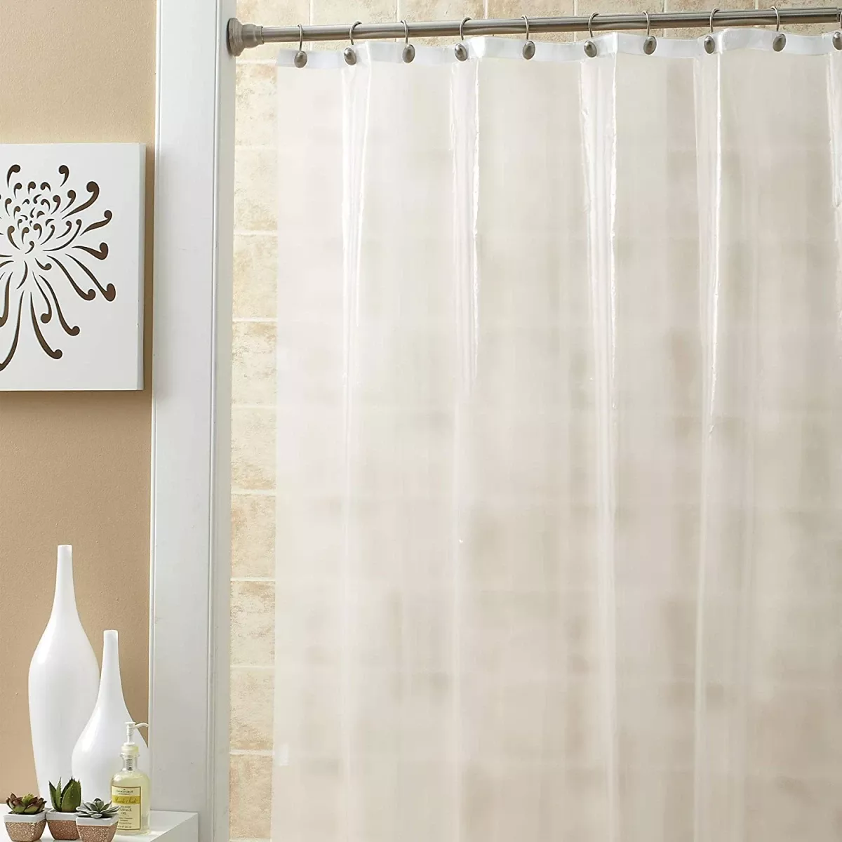 Zenna Home 72 In. H X 70 In. W Frosted Shower Curtain Liner Peva