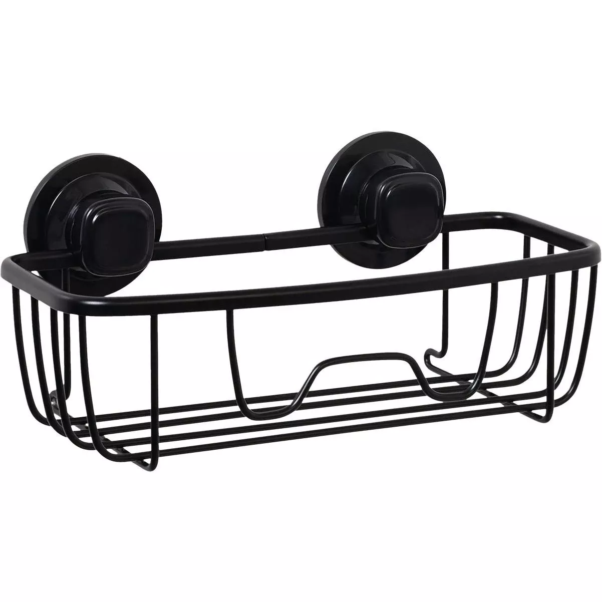 Zenna Home Matte Black Power Grip Pro Suction & Adhesive Shower Storage Basket