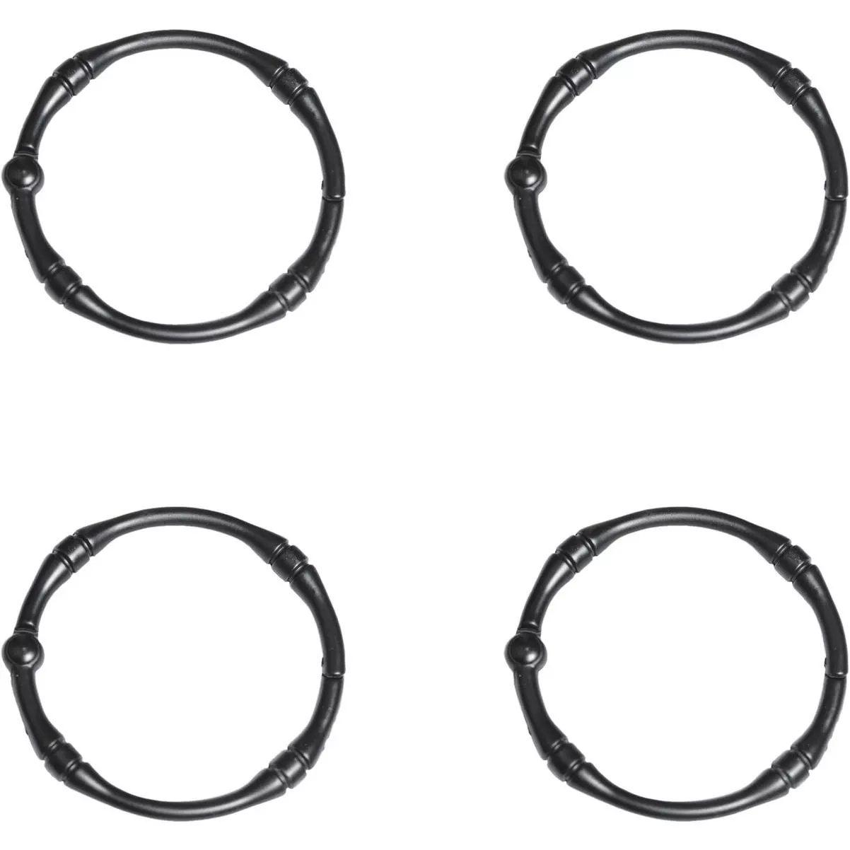 Zenna Home Rustproof Matte Black Shower Curtain Rings – 12 Pack