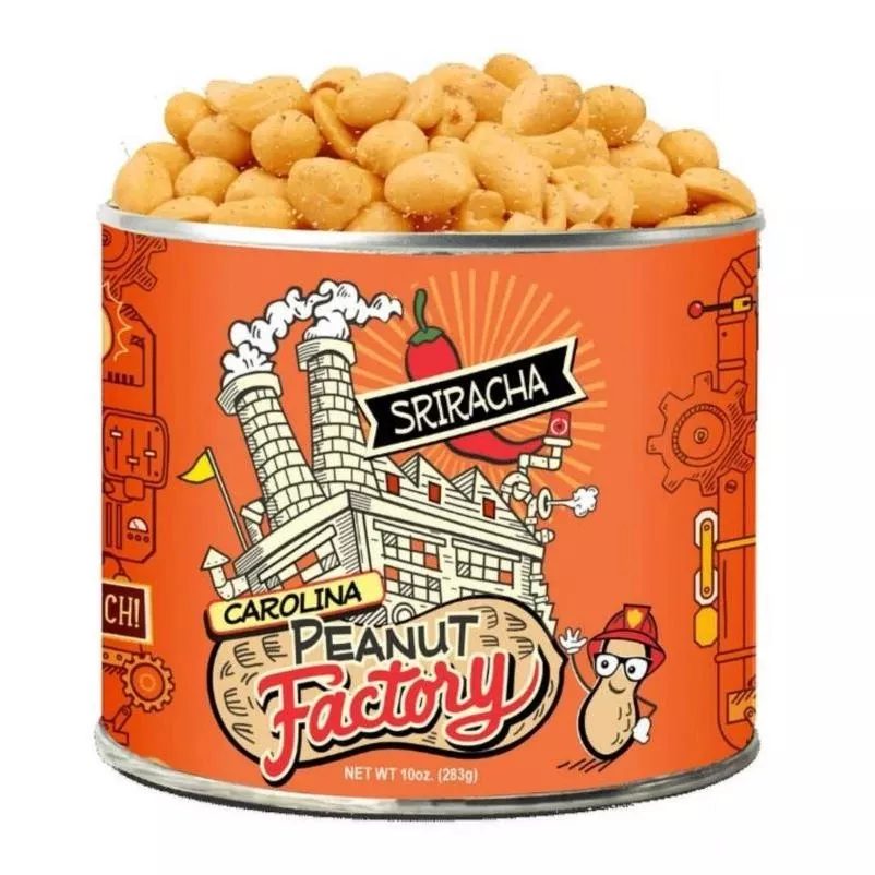 Zesty Sriracha Roasted Peanuts – 10 oz Snack Can | 1 In 6 Snacks